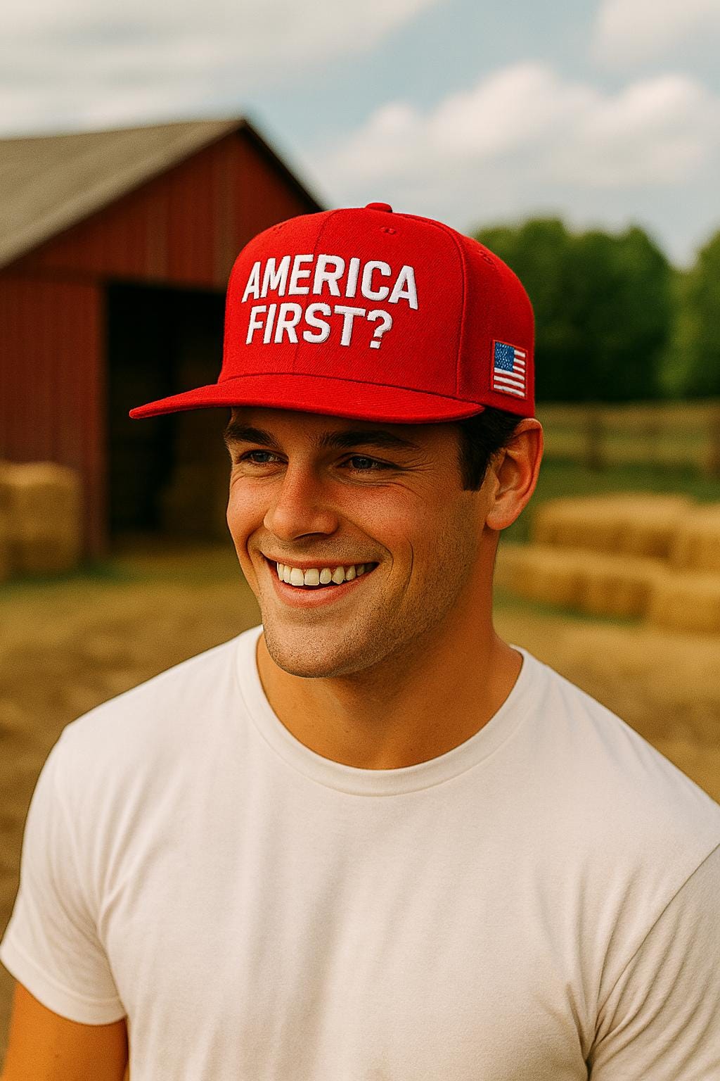 America First? Embroidered Cap, Political Humor, Adjustable Snapback