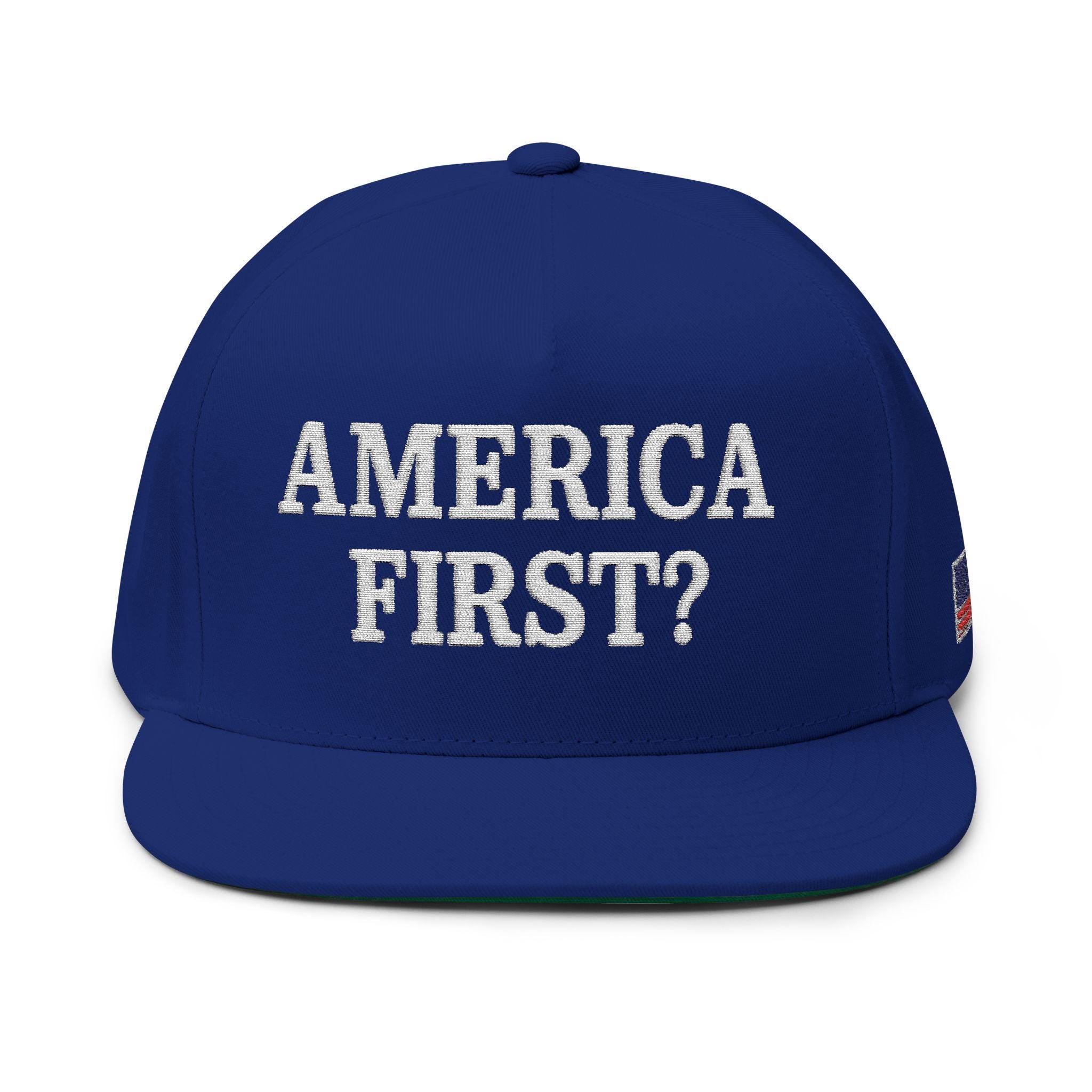 America First? Embroidered Cap, Political Humor, Adjustable Snapback