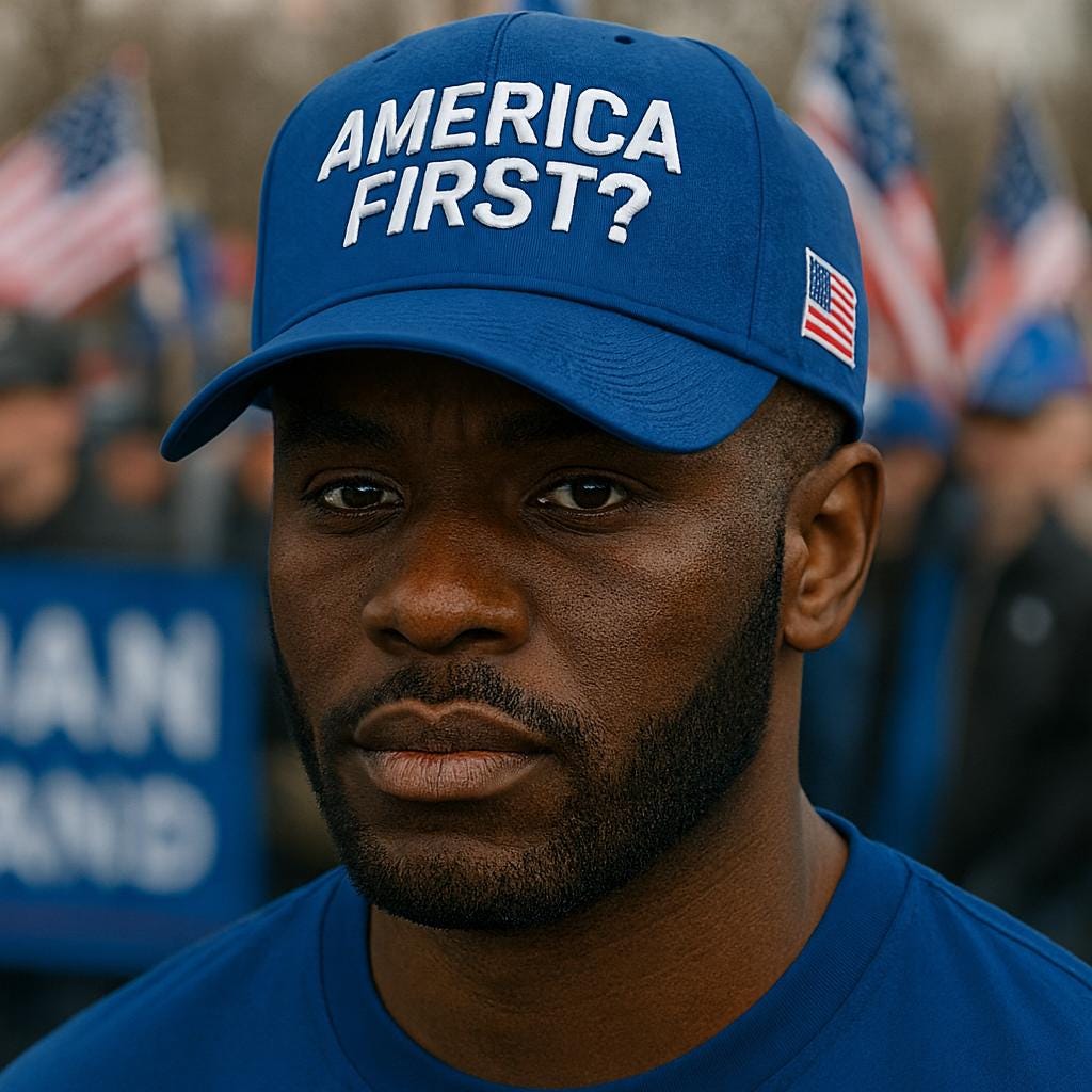 America First? Embroidered Cap, Political Humor, Adjustable Snapback
