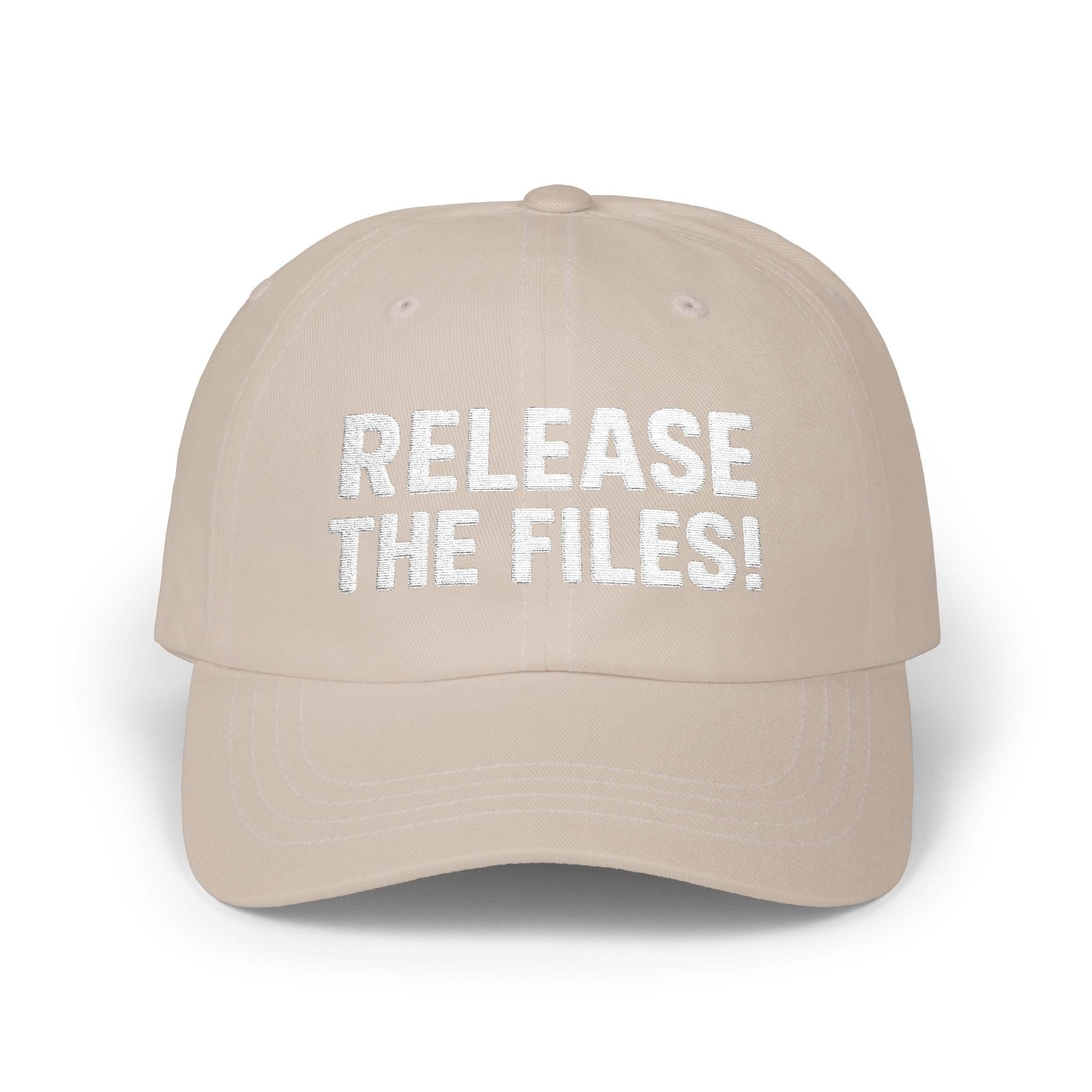 Release The Files Dad Cap | Statement Baseball Hat, Distressed Text