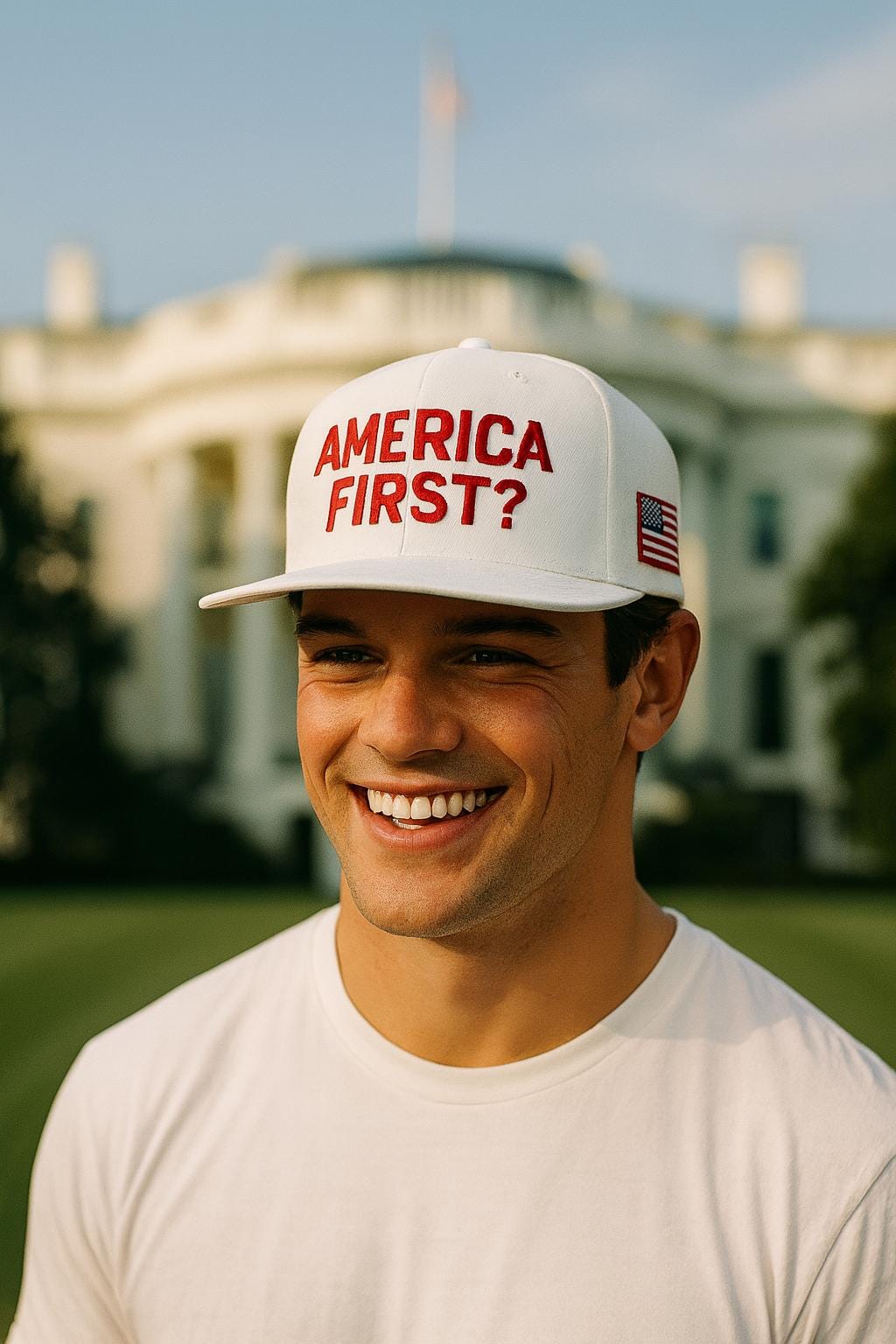 America First? Embroidered Cap, Political Humor, Adjustable Snapback