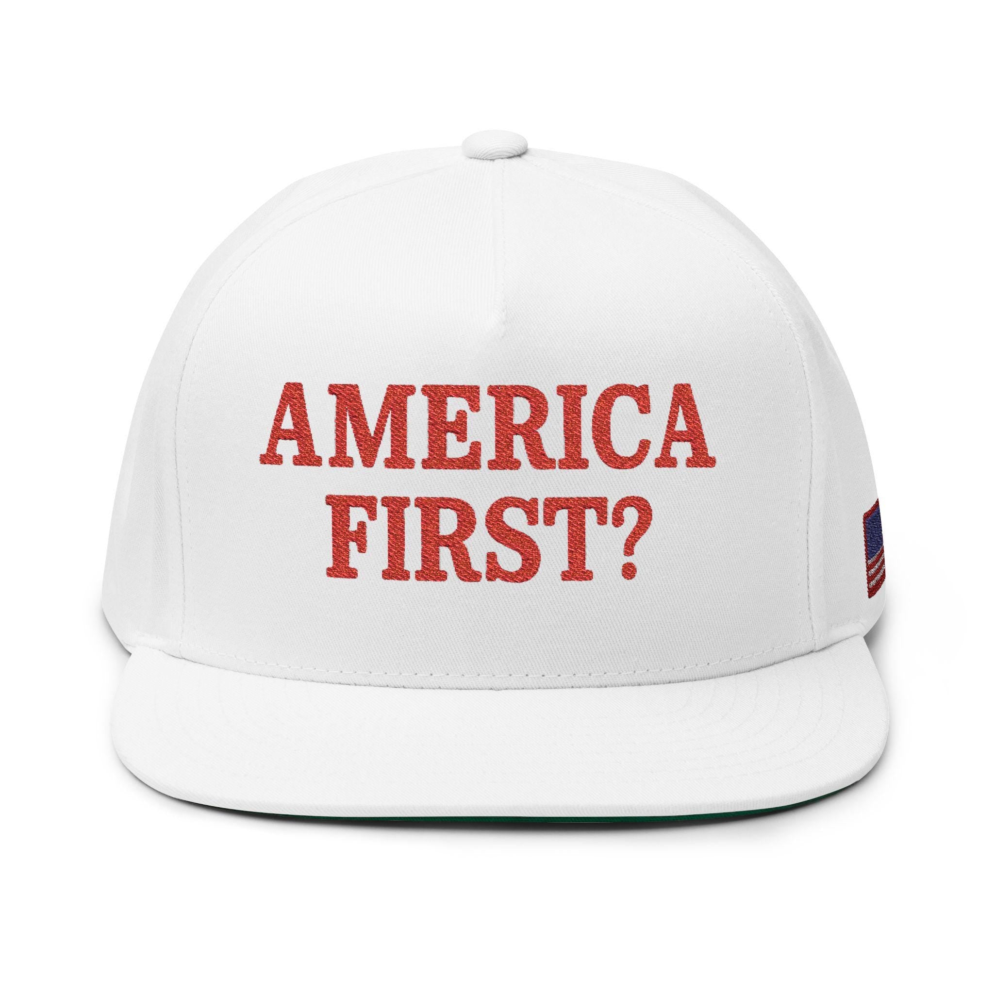 America First? Embroidered Cap, Political Humor, Adjustable Snapback