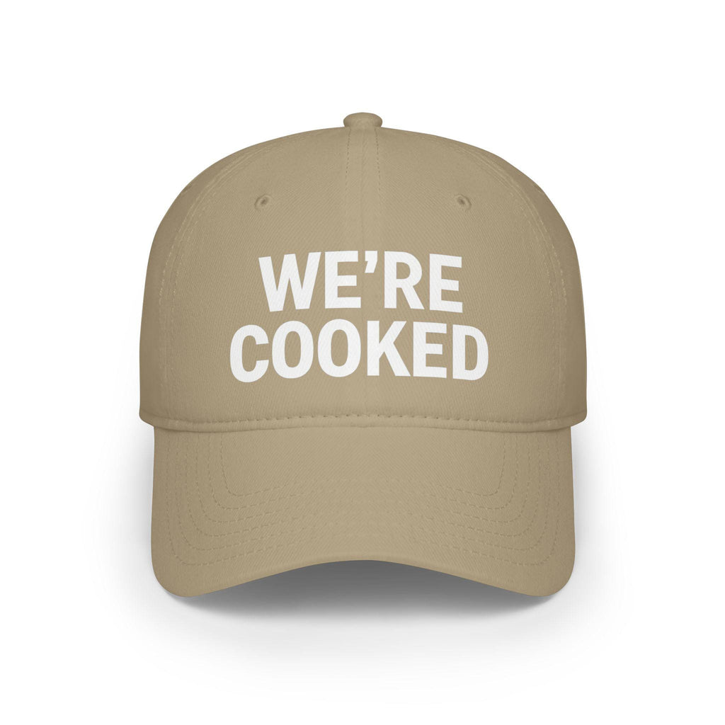 WE'RE COOKED Baseball Cap | Bold White Text, Red Hat, Funny Phrase