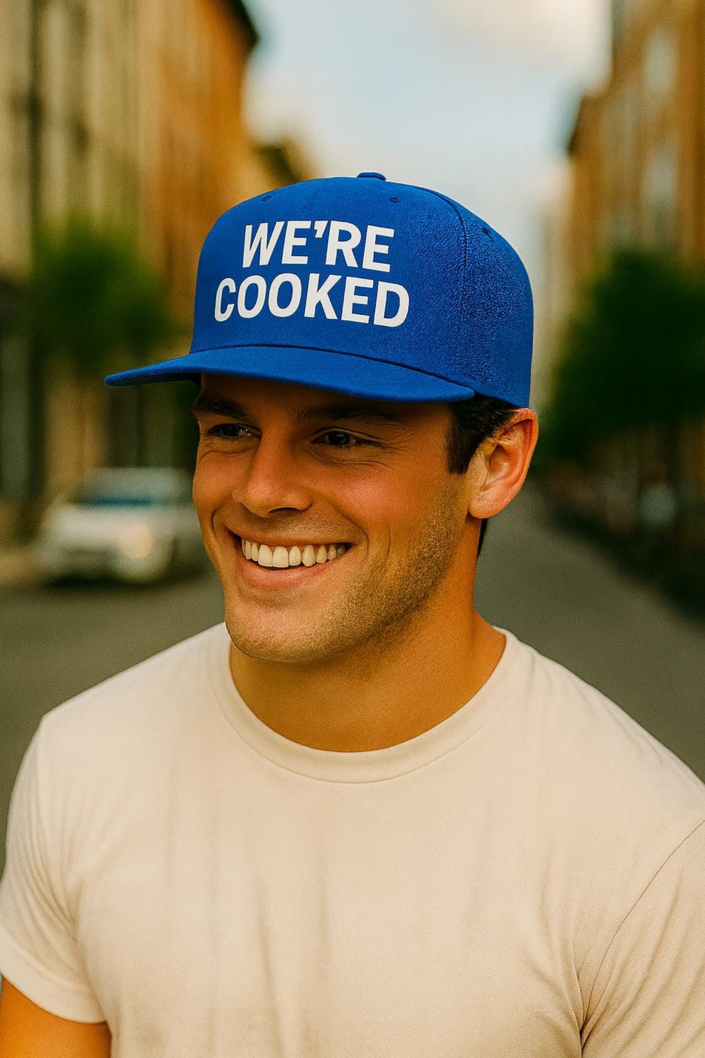 WE'RE COOKED Flat Bill Cap | Embroidered Lettering Snapback