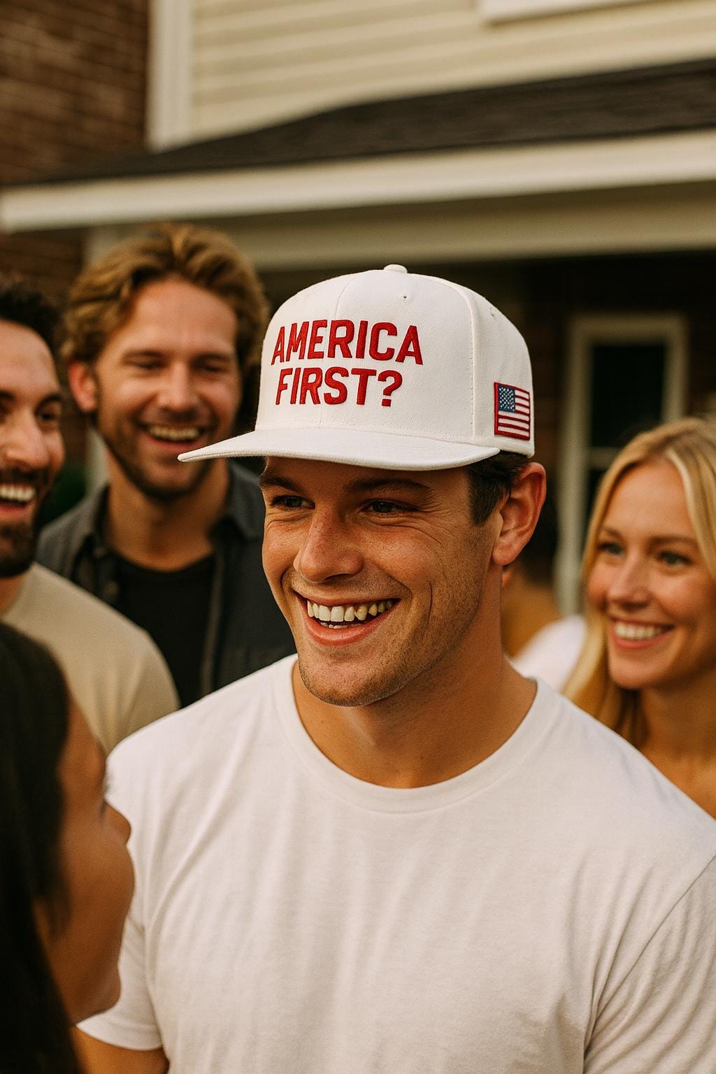 America First? Embroidered Cap, Political Humor, Adjustable Snapback
