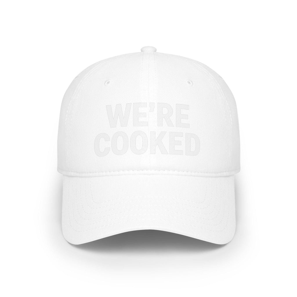 WE'RE COOKED Baseball Cap | Bold White Text, Red Hat, Funny Phrase