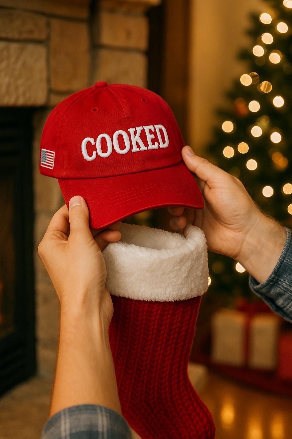 COOKED Baseball Cap | Red embroidered word hat