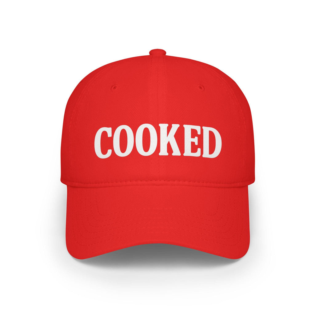 COOKED Baseball Cap | Red embroidered word hat