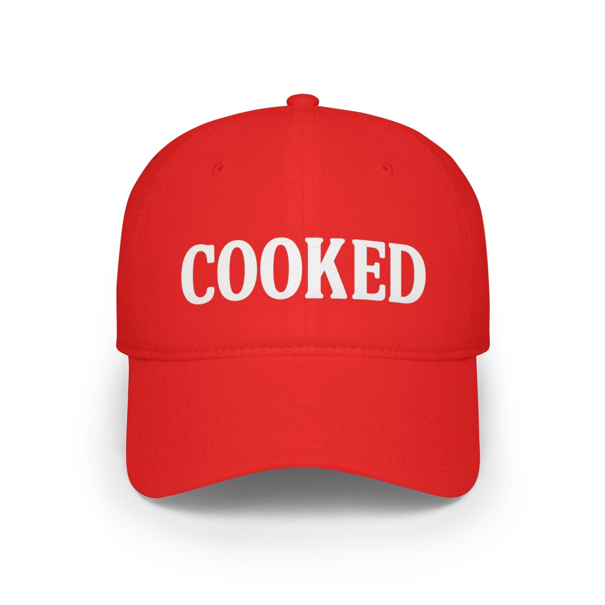 COOKED Baseball Cap | Red embroidered word hat